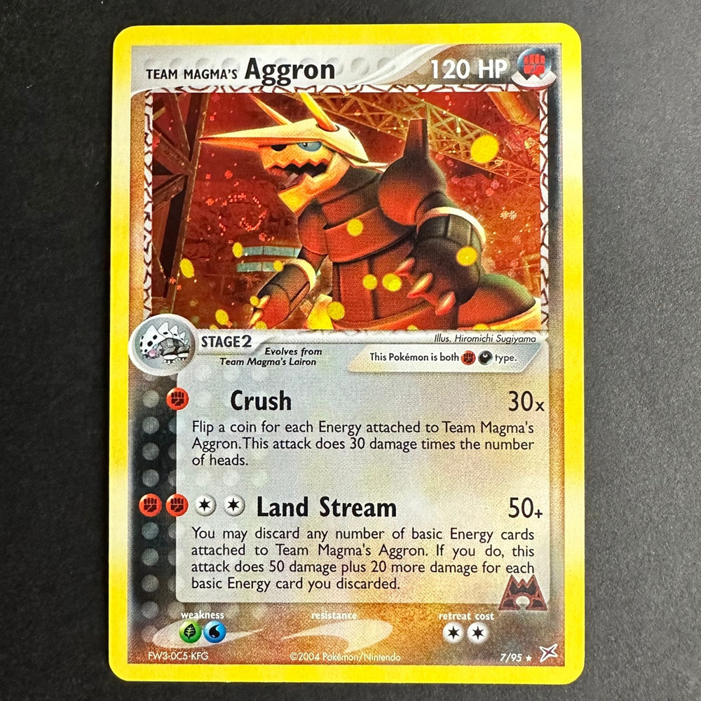 Pokemon TCG Team Magma's Aggron EX Team Magam vs Team Aqua Holo Rare NM SWIRL